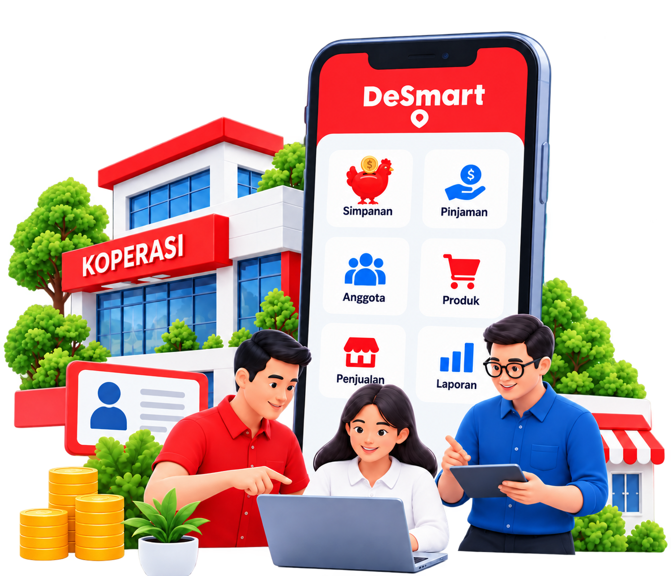 Ilustrasi koperasi digital terintegrasi
